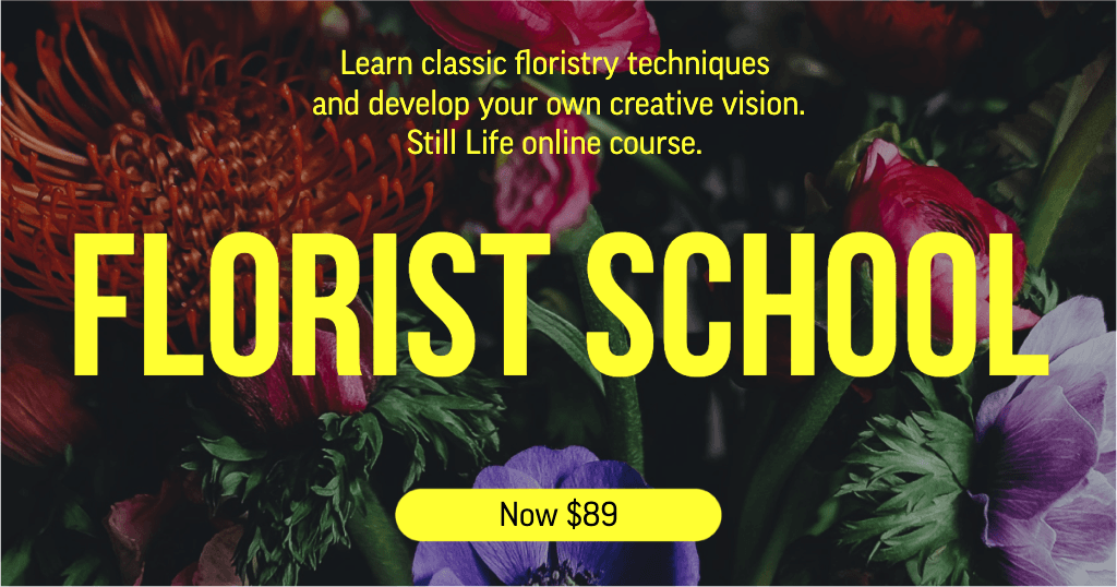 Creative Florist School Ad with Lush Greenery