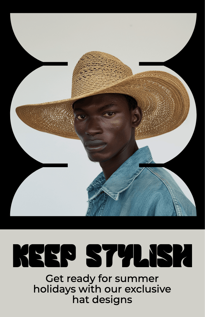 Stylish Summer Hat Fashion Poster Beige