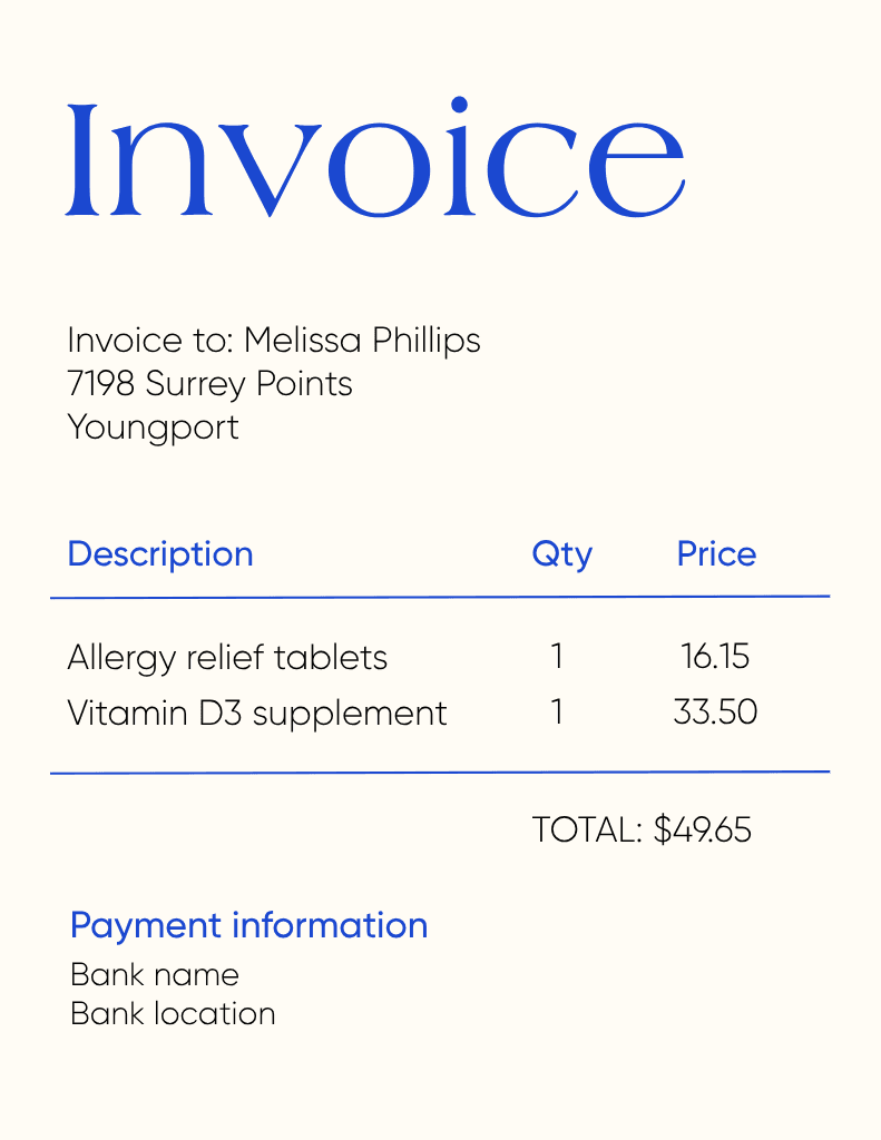 Professional Blue Invoice with Elegant Layout