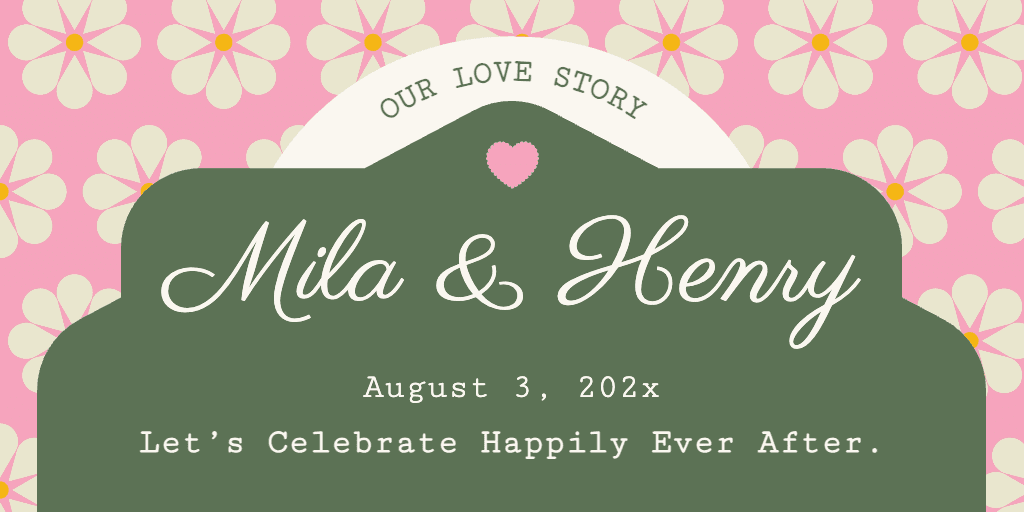 Wedding Banner in Pink and Green Elegance