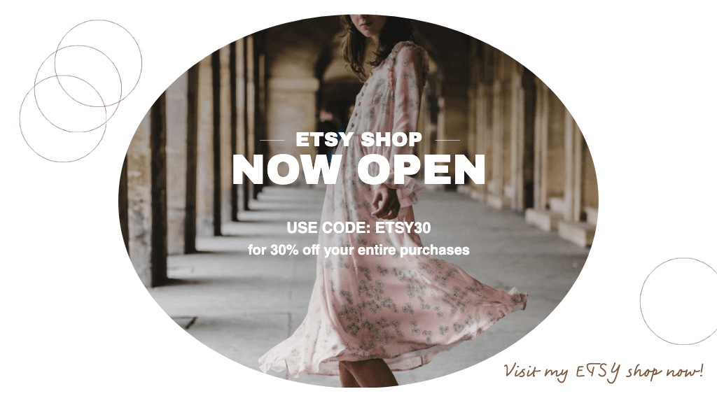 Elegant Etsy Shop Opening Ad with Peach Tones
