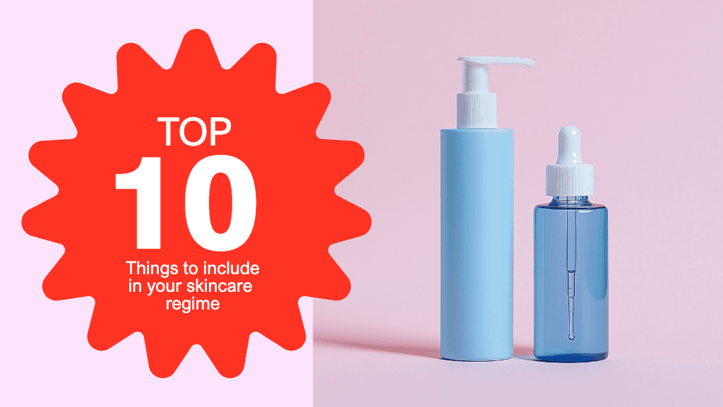 Essential Skincare Regime YouTube Thumbnail in Pink