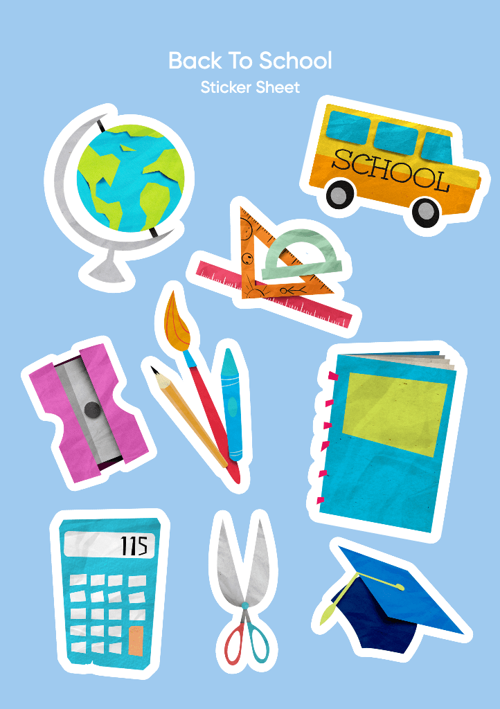 Colorful Back To School Sticker Sheet
