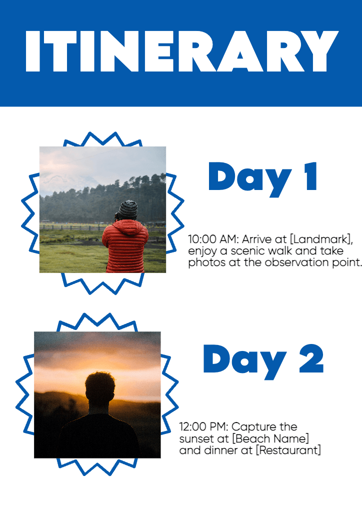 Vibrant Blue Travel Itinerary Resume Template