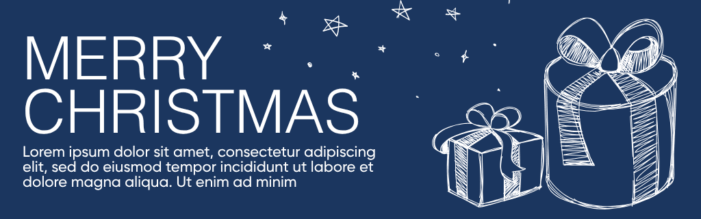 Navy Blue Holiday Website-Banner with Gifts