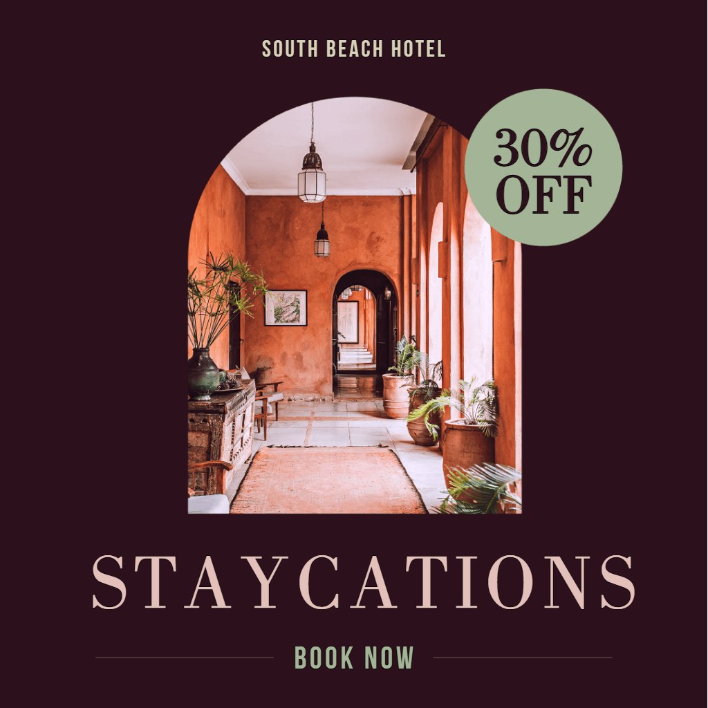 Chic Terracotta Staycation Hotel Poster Offer