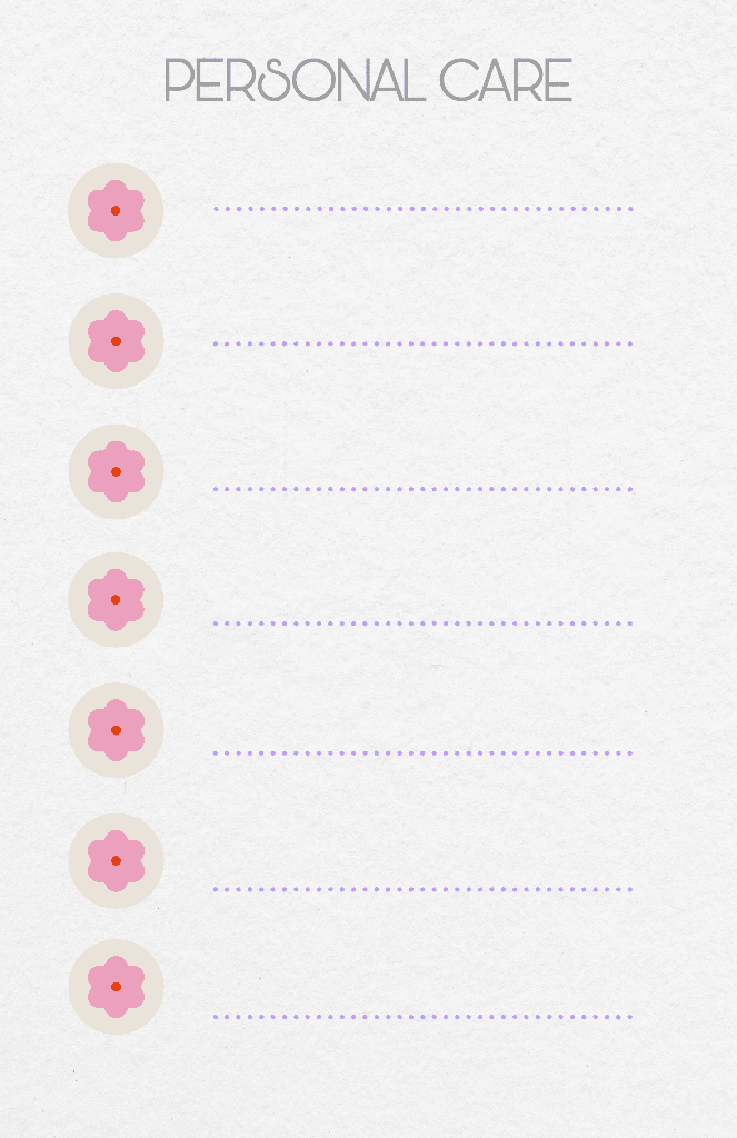Delicate Personal Care Checklist in Pink