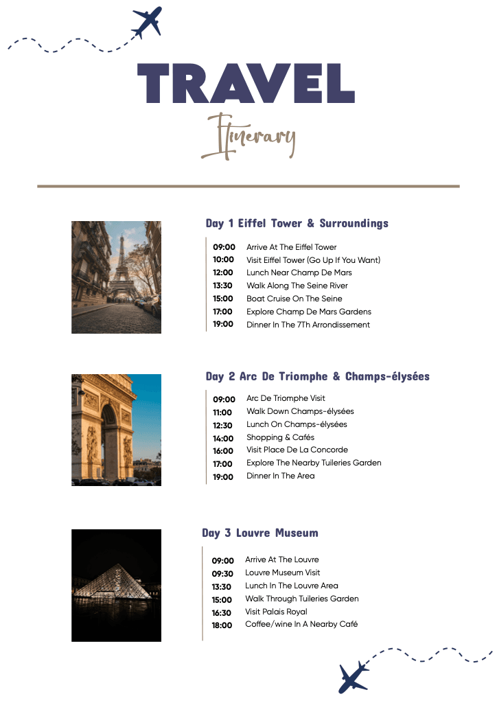 Charming A4 Travel Itinerary Template with Blue