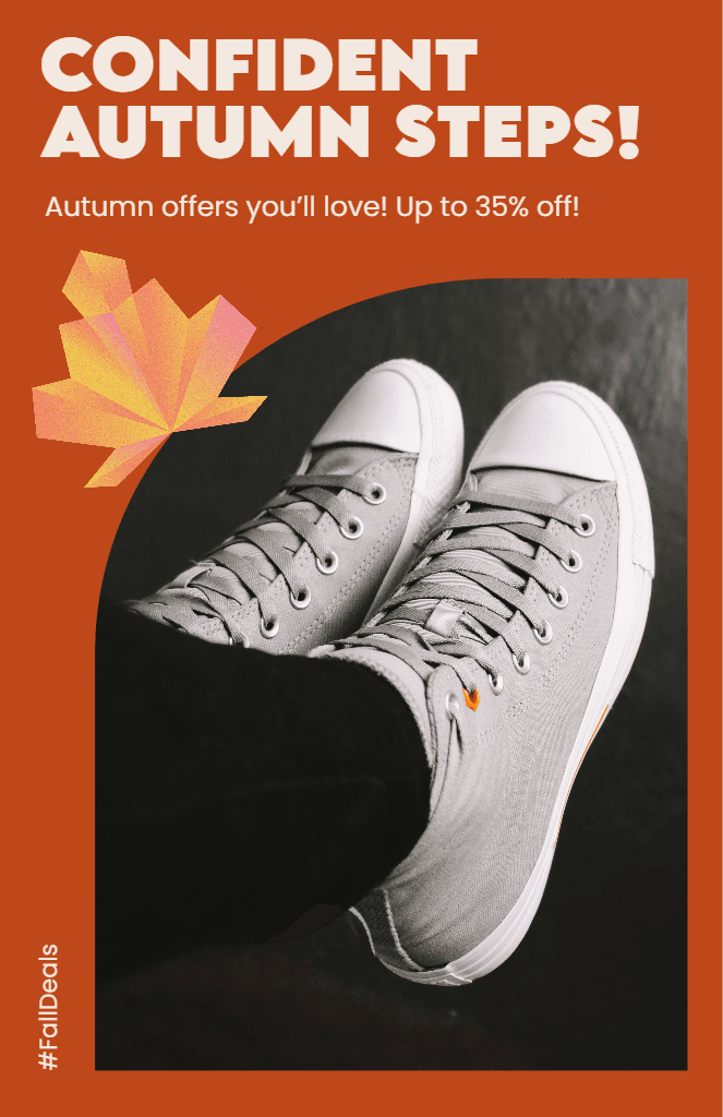 Stylish Autumn Shoe Sale Poster Orange and Grey