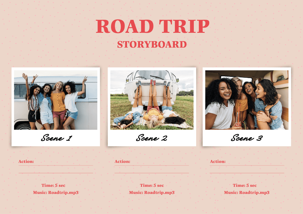 Chic Coral Road Trip Storyboard Poster