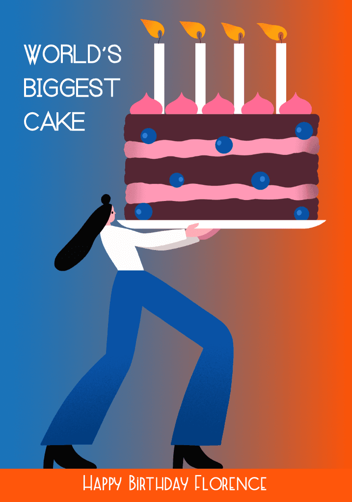 Blue and Orange Birthday Poster Template
