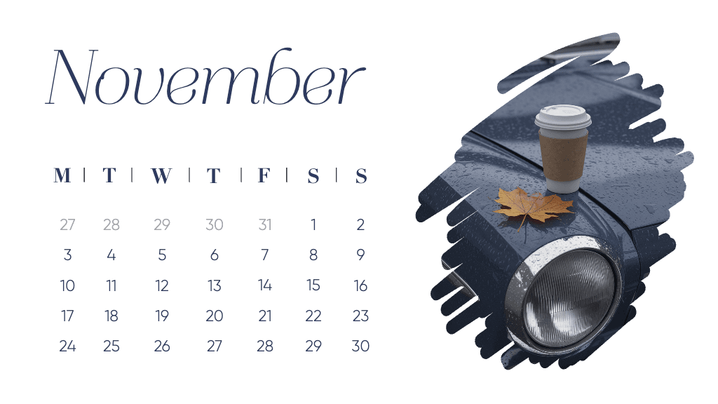 Stylish November General-Calendar Design in Blue