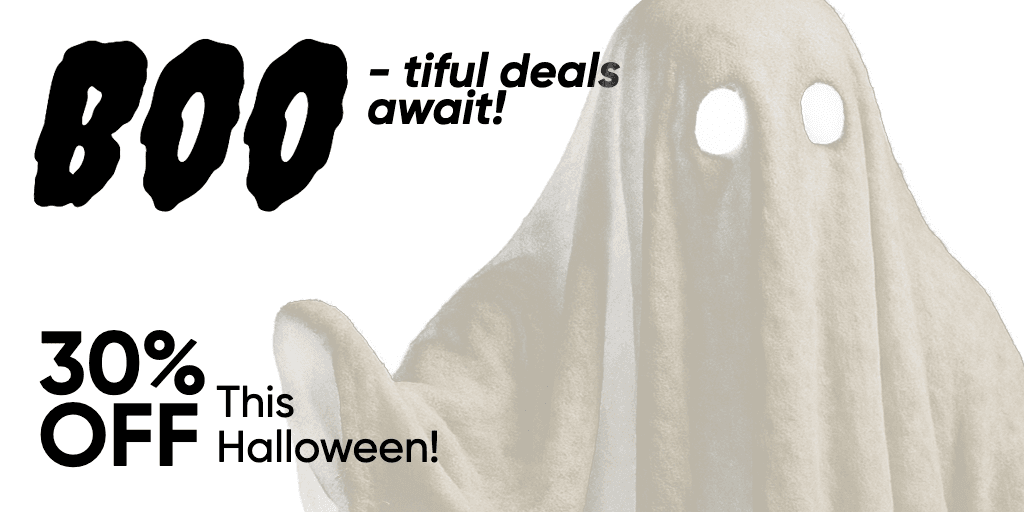 Spooky Halloween Ad Banner in White and Black