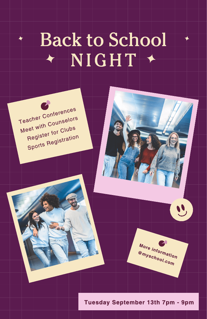 Chic Purple Back to School Night Poster