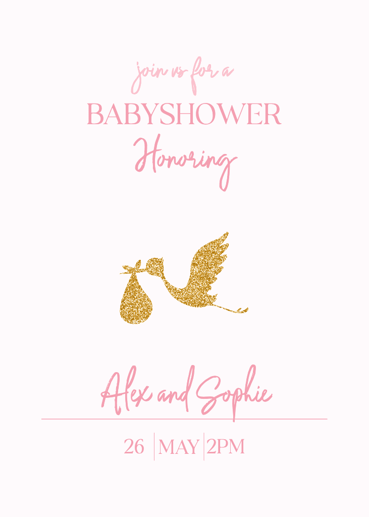 Elegant Pink and Gold Baby Shower Invitation