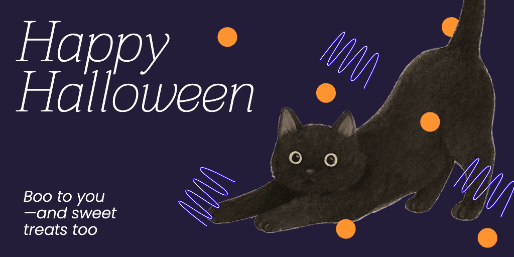 Playful Black Cat Halloween Banner Design