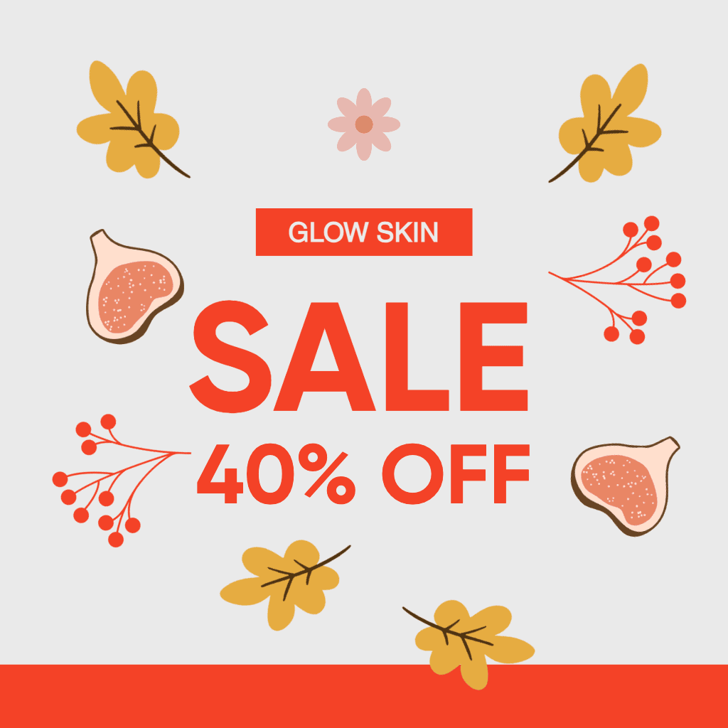 Vibrant Autumn Skincare Sale Poster in Red