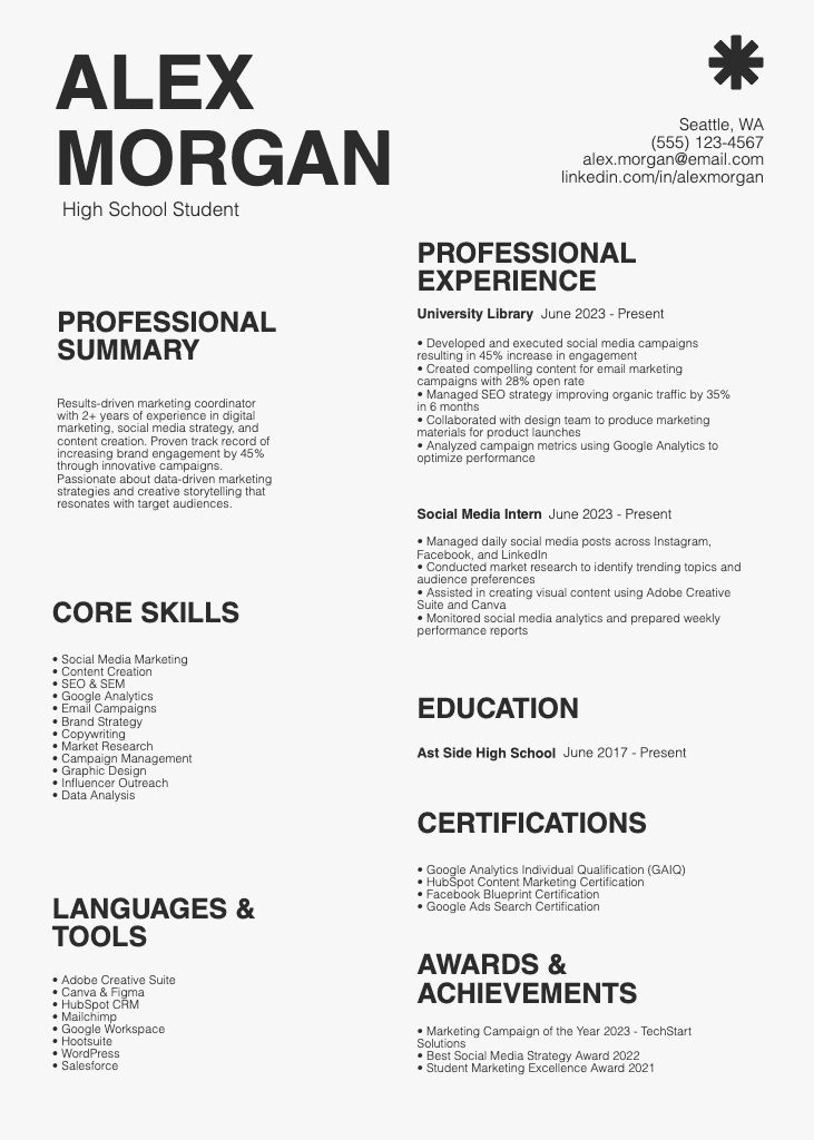 Elegant Black and White Resume Design