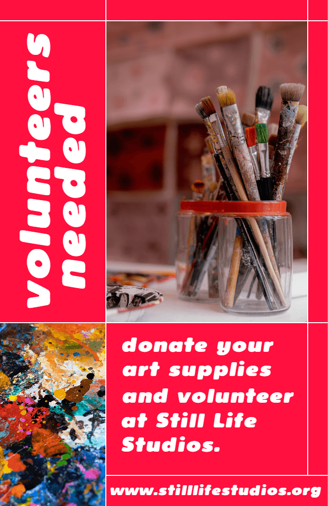 Artistic Red Poster Seeking Creative Volunteers