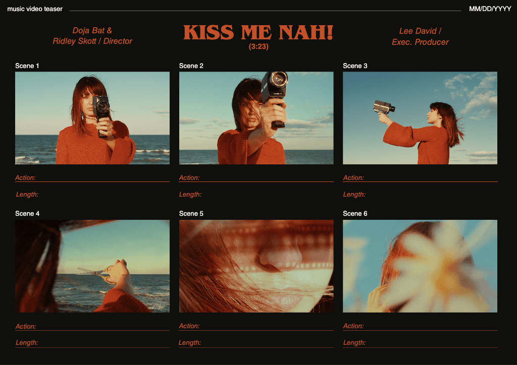 Cinematic Sunset Music Video Storyboard Template