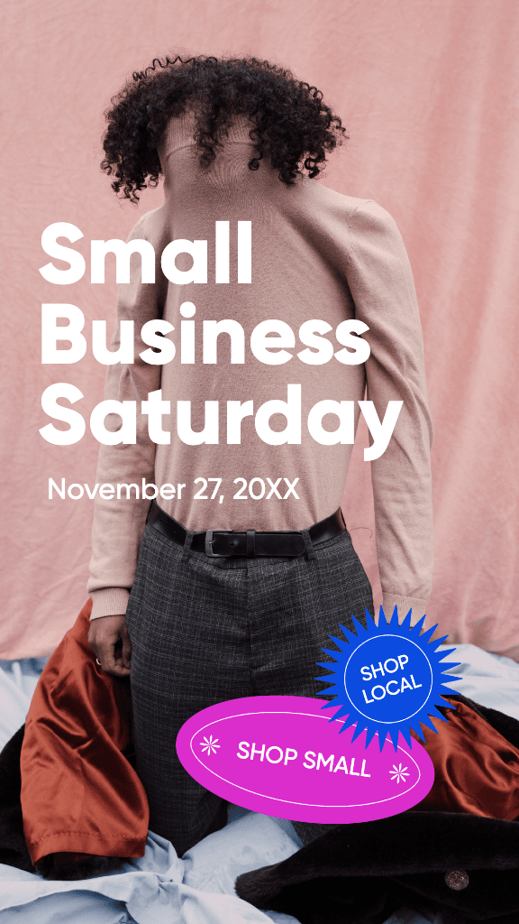 Shop Local Saturday Ad Vibrant Pink and Blue
