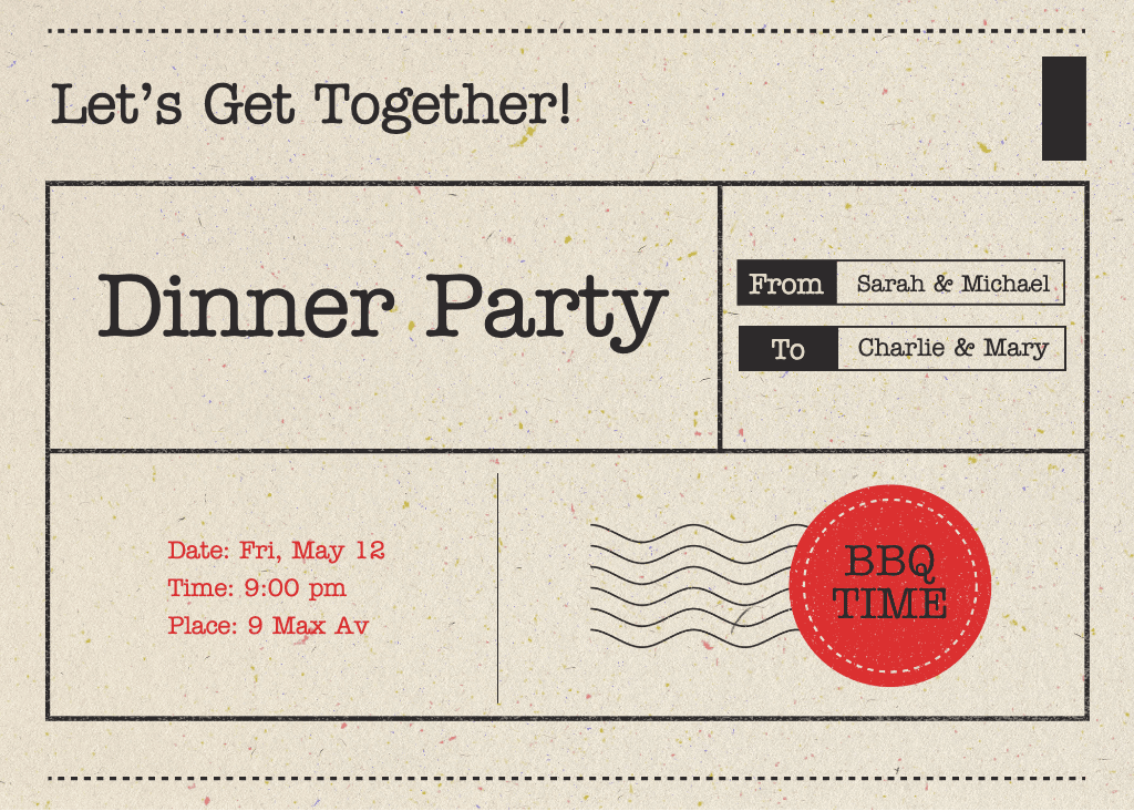 Creamy BBQ Time Dinner Party Invitation