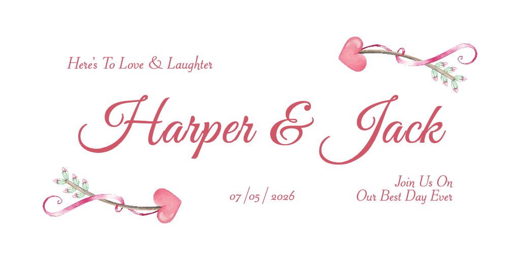 Romantic Wedding Invitation Banner in Pink