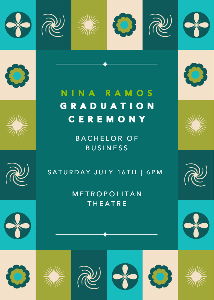 Turquoise and Olive Graduation Ceremony Poster