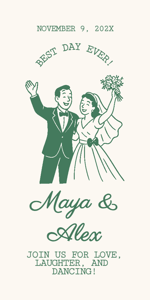 Vintage Wedding Banner in Classic Green Style