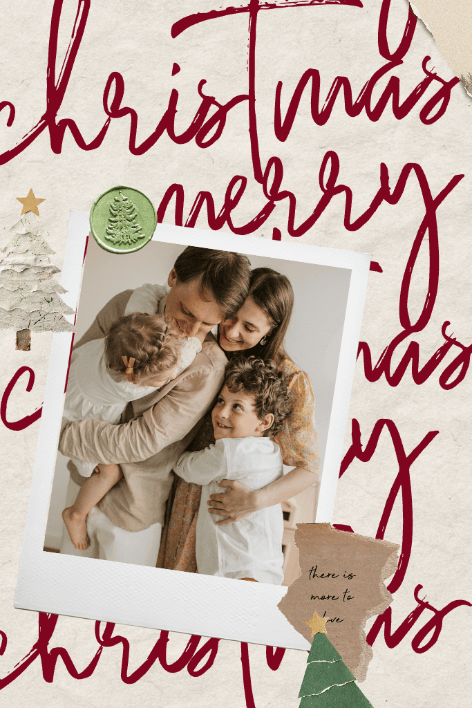 Heartwarming Christmas Postcard with Red Accents
