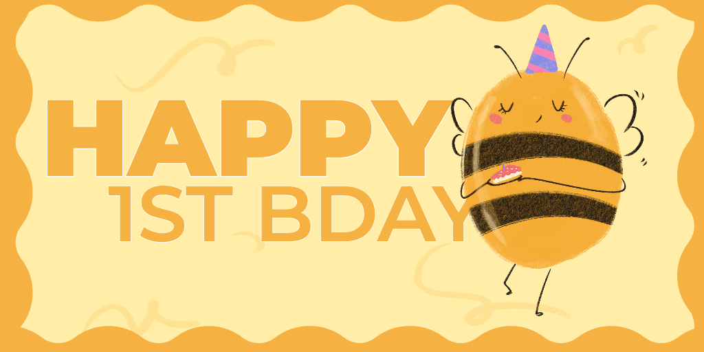 Cheerful Yellow Birthday Banner with Bee