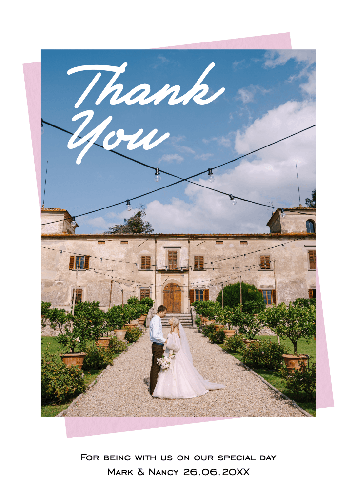 Elegant Wedding Thank You Postcard Design