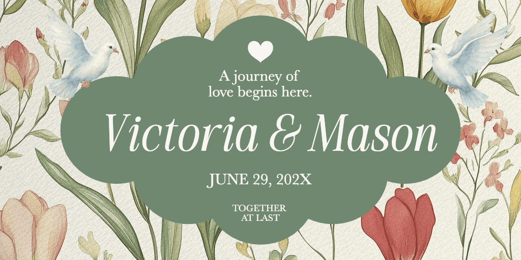 Elegant Green Wedding Invitation Banner Design