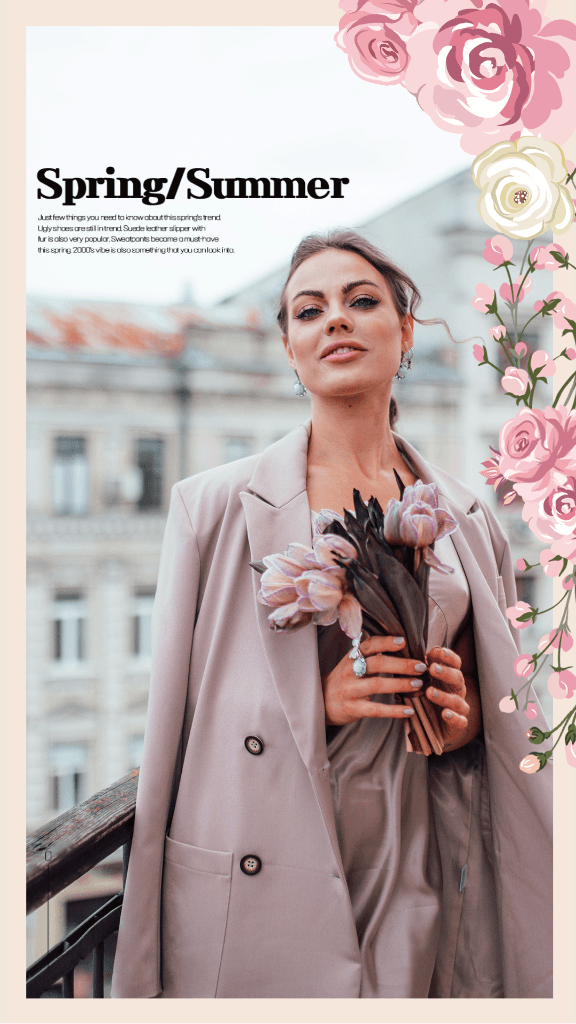 Chic Spring Summer Fashion Poster Design Pink Beige