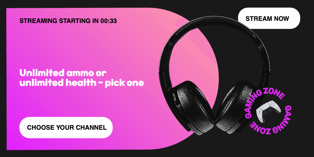 Vibrant Gaming Stream Banner with Pink