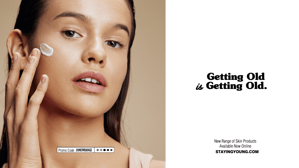 Elegant Skincare Ad with Beige and Peach Tones