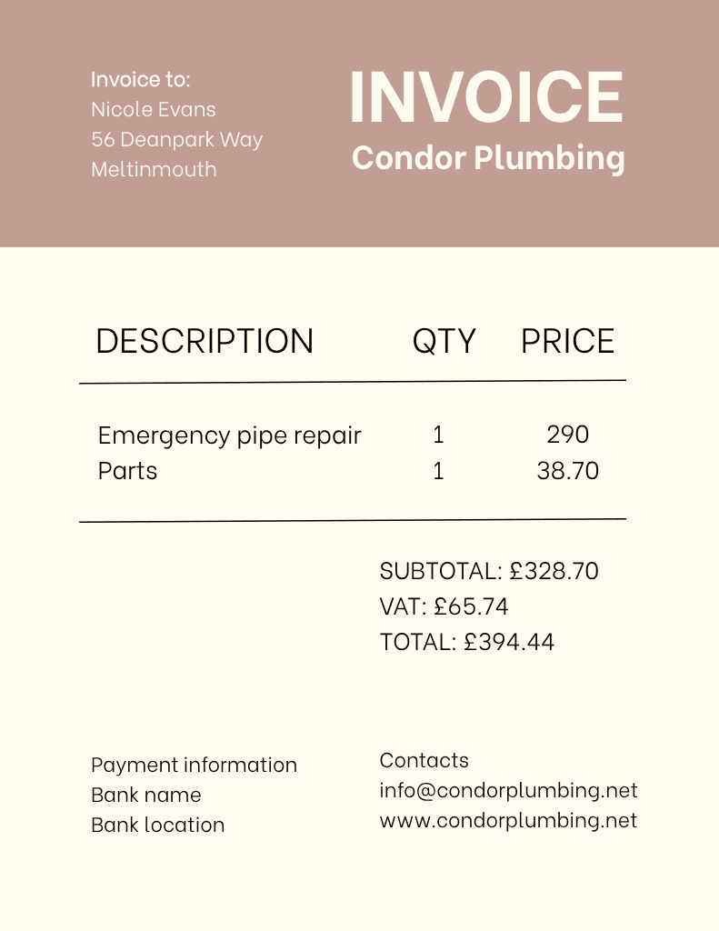Chic Tan Invoice Template for Businesses