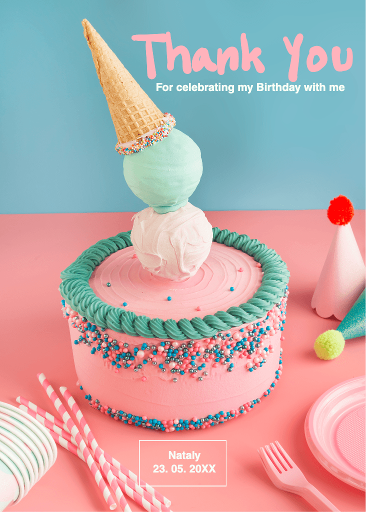 Sweet Celebration Cake Thank You Postcard