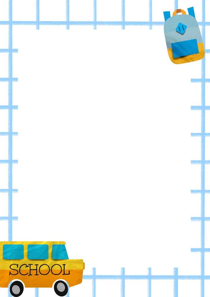 Charming Blue School a4 Poster with Bus