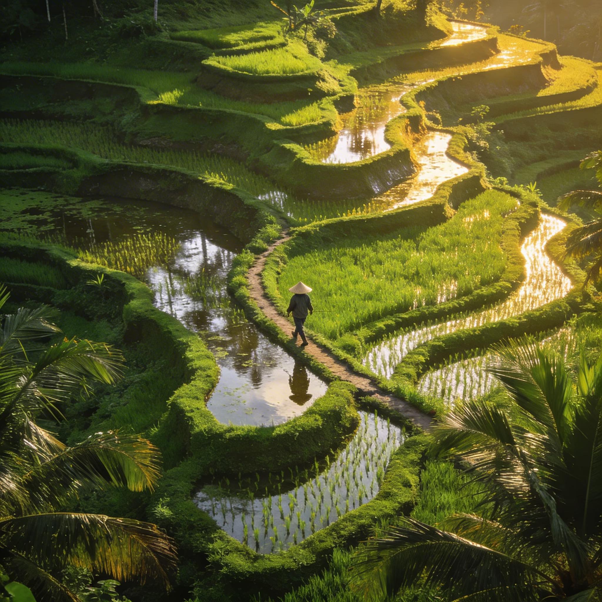 Seedream 4.5 generated image - Aerial rice paddies