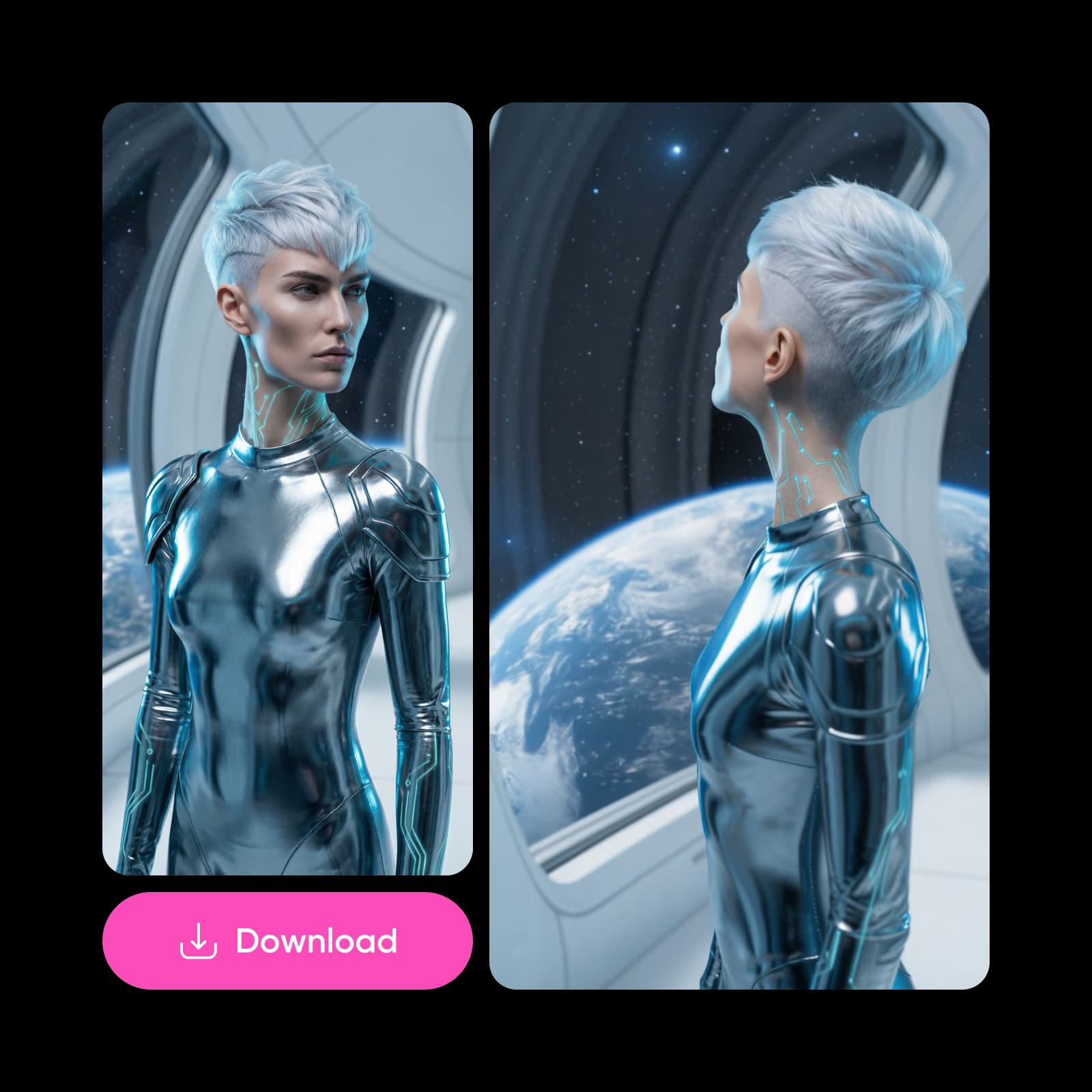 AI Assistant interface showing design generation capabilities