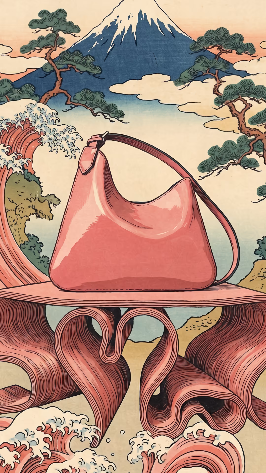 Japanese art style AI image generator creating scenic ukiyo-e inspired artwork