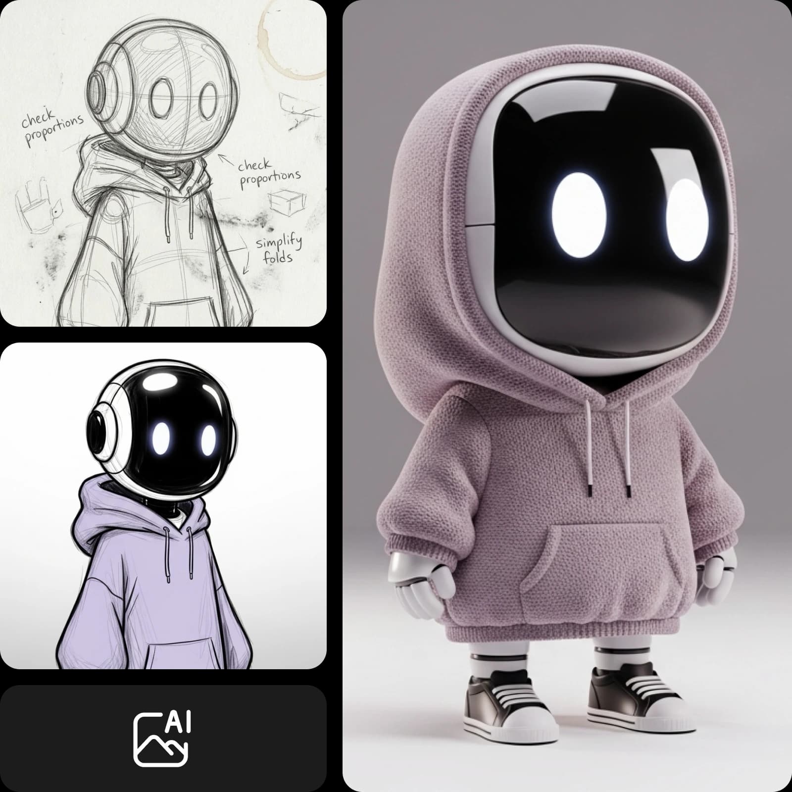 AI character concept for a short film pitch