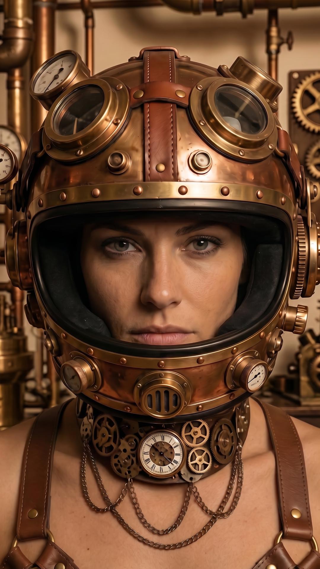 Steampunk AI portrait generator creating cinematic sci-fi character artwork