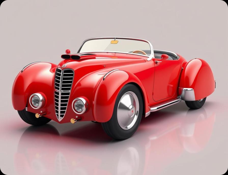 3d red retro car
