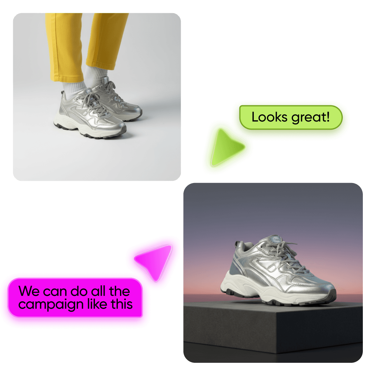 AI Assistant interface showing design generation capabilities