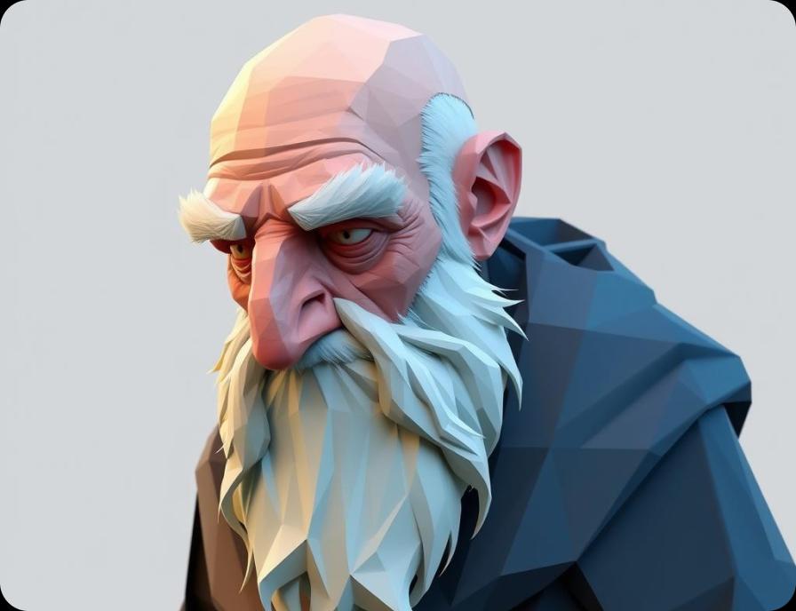 3d model of an old man with mustache