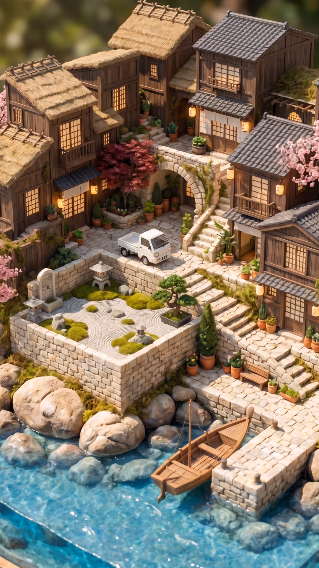 AI image generator creating detailed miniature village diorama artwork