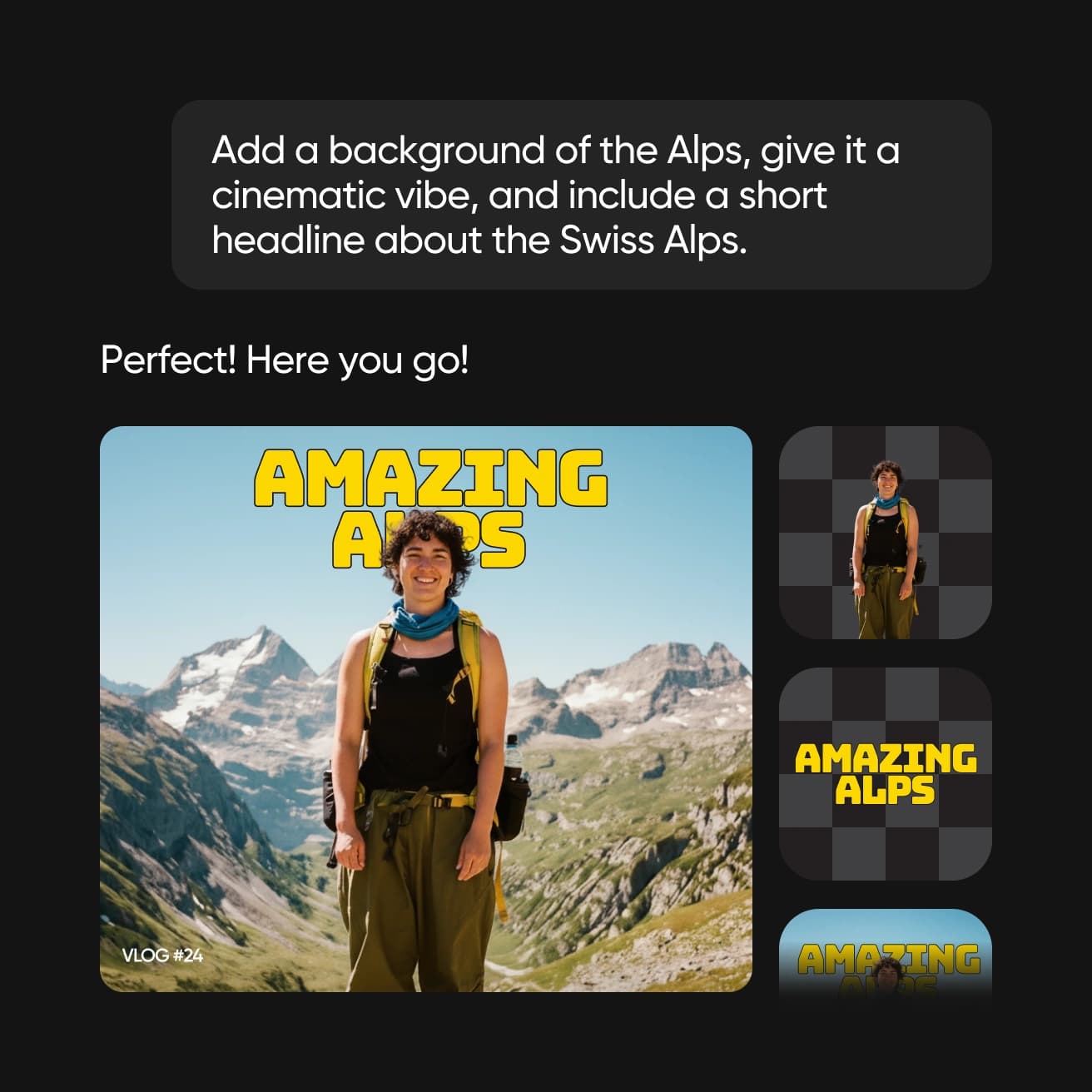 AI Assistant interface showing design generation capabilities