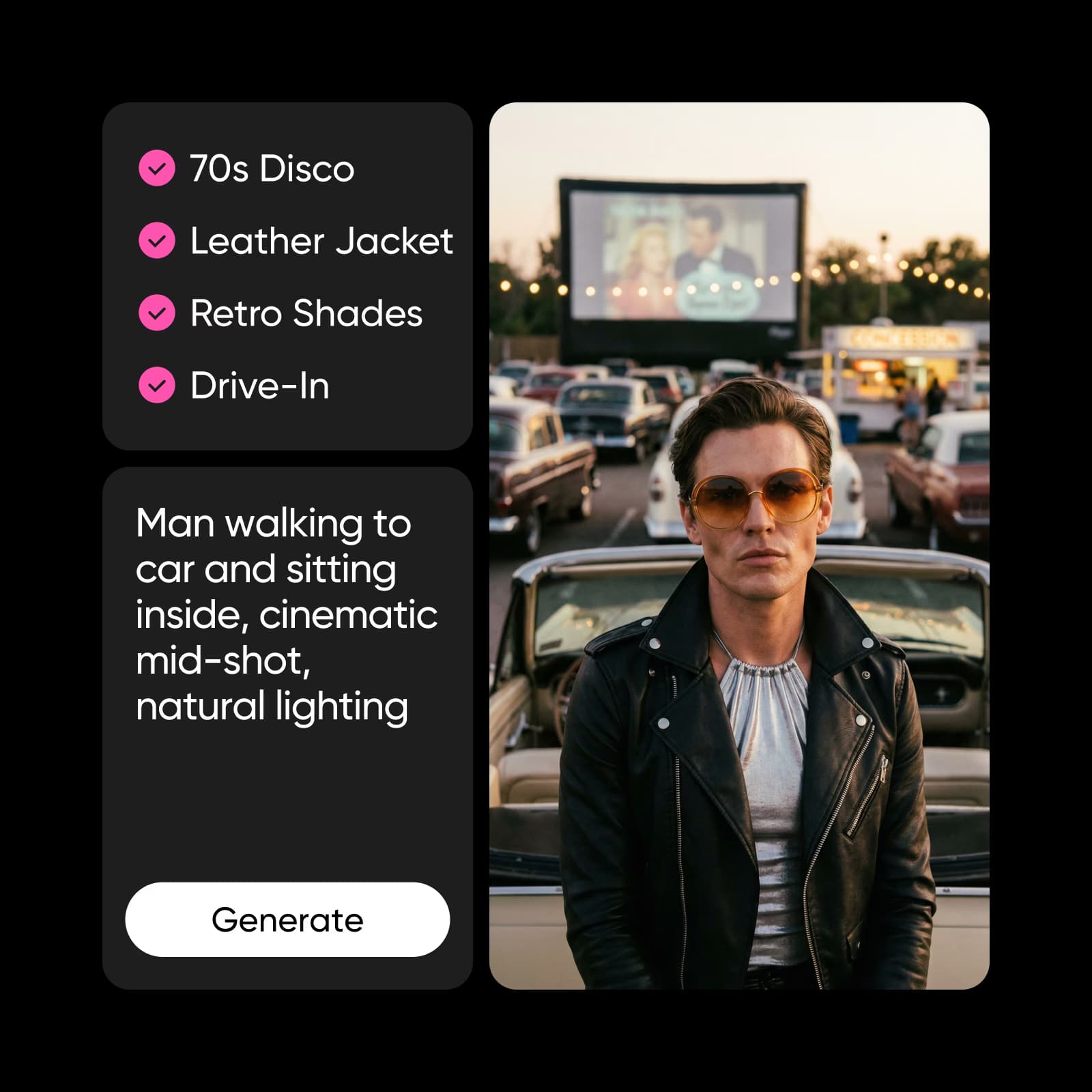 AI Assistant interface showing design generation capabilities